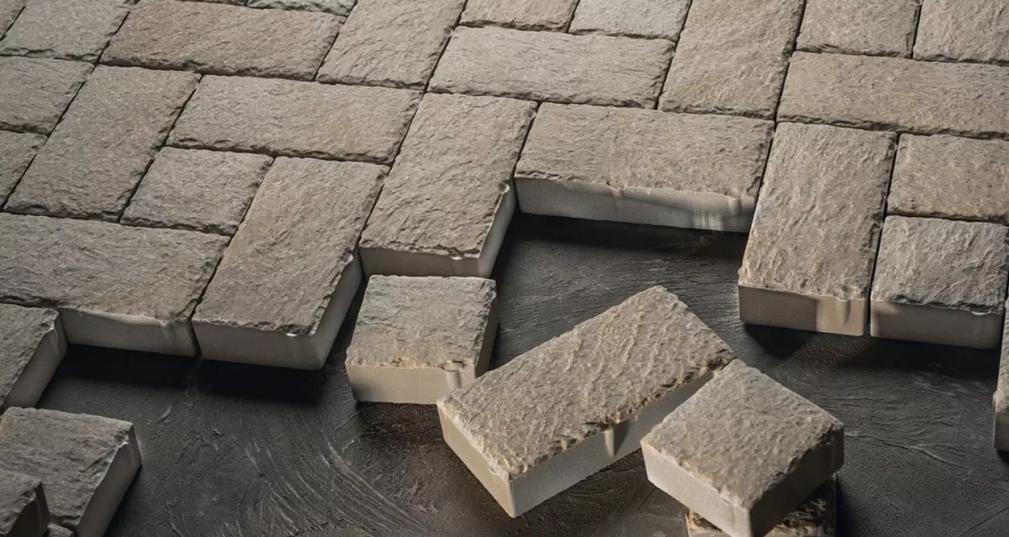nowoczesna kostka brukowa w beżowym kolorze