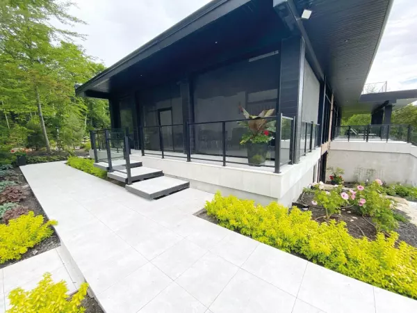 taras z płytek betonowych